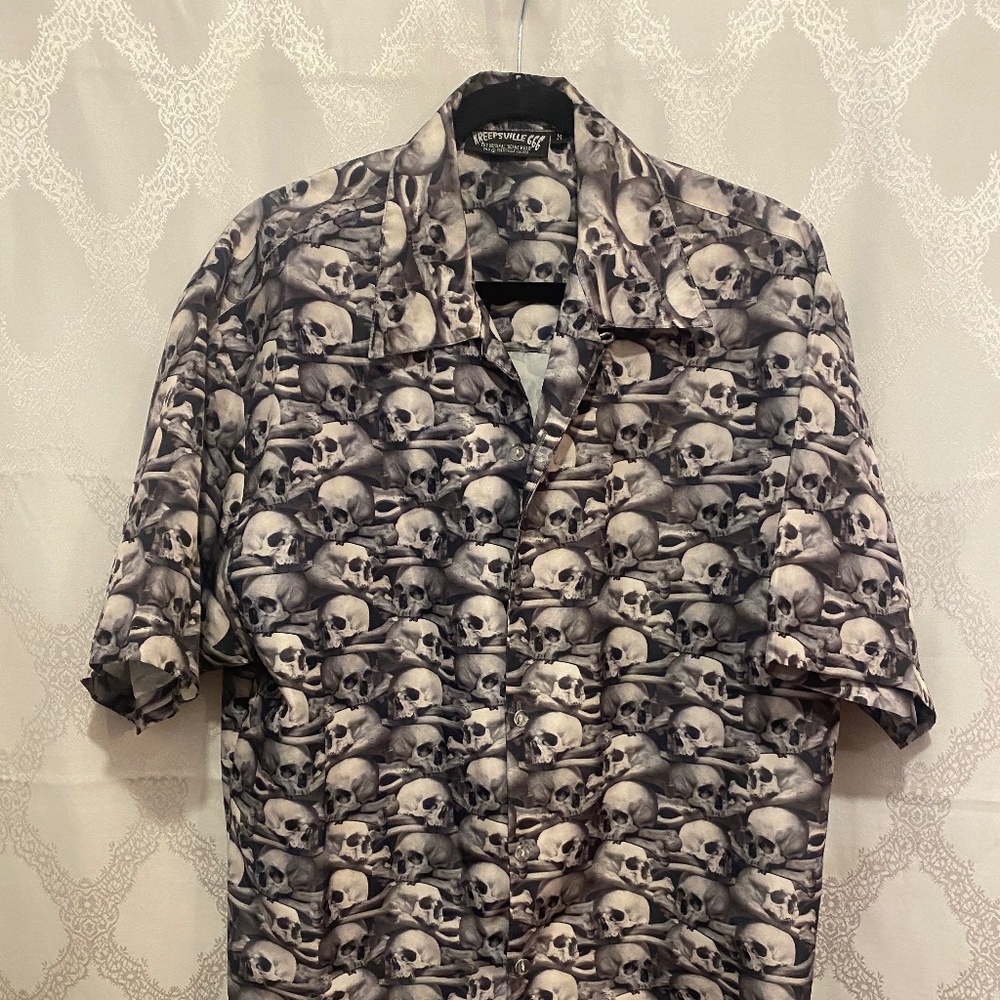Skull button down mens shirt